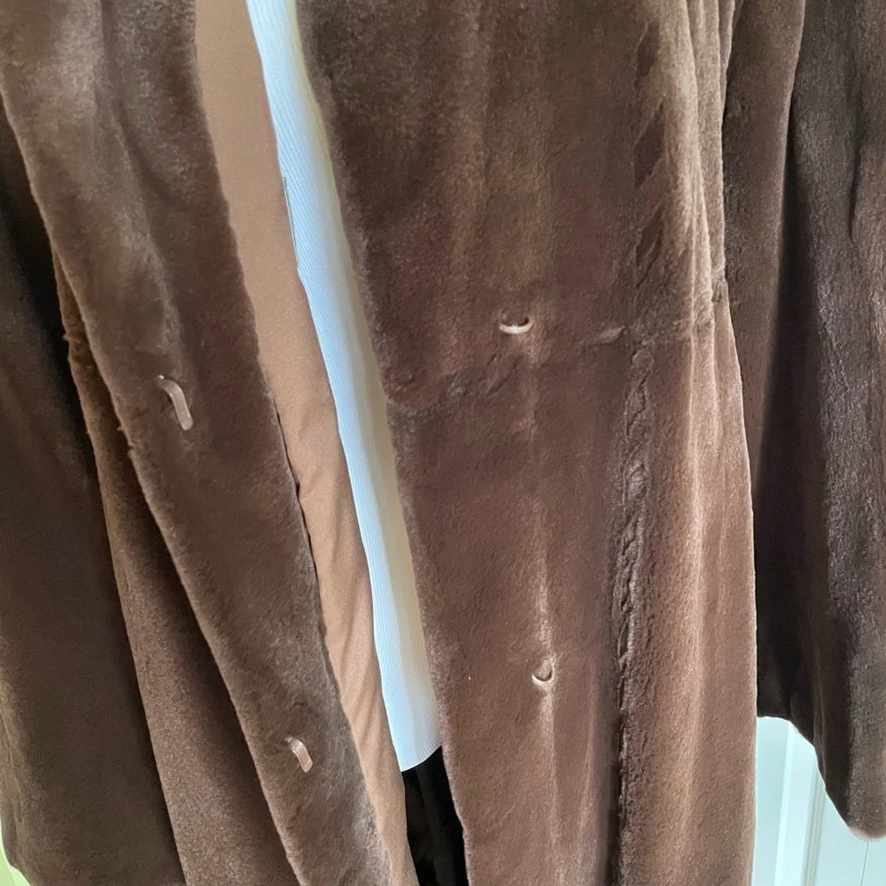SAGA MINK Sheared Dark Brown Mink Long Coat XL Mint 💥 - Picture 8 of 11